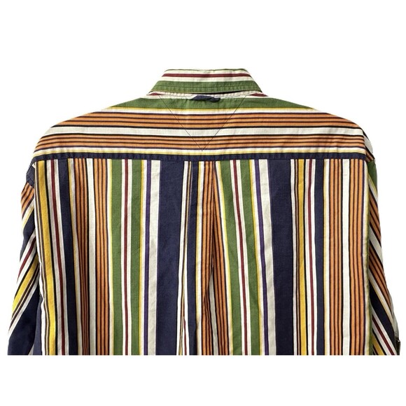 90s Vintage Tommy Hilfiger Mens Large Button Down Shirt Retro Multicolor Stripes - Picture 4 of 8